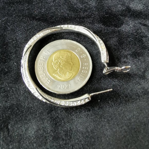 Hoop EARRINGS ring shape in sterling silver 925 and with crystals - Picture 5 of 5